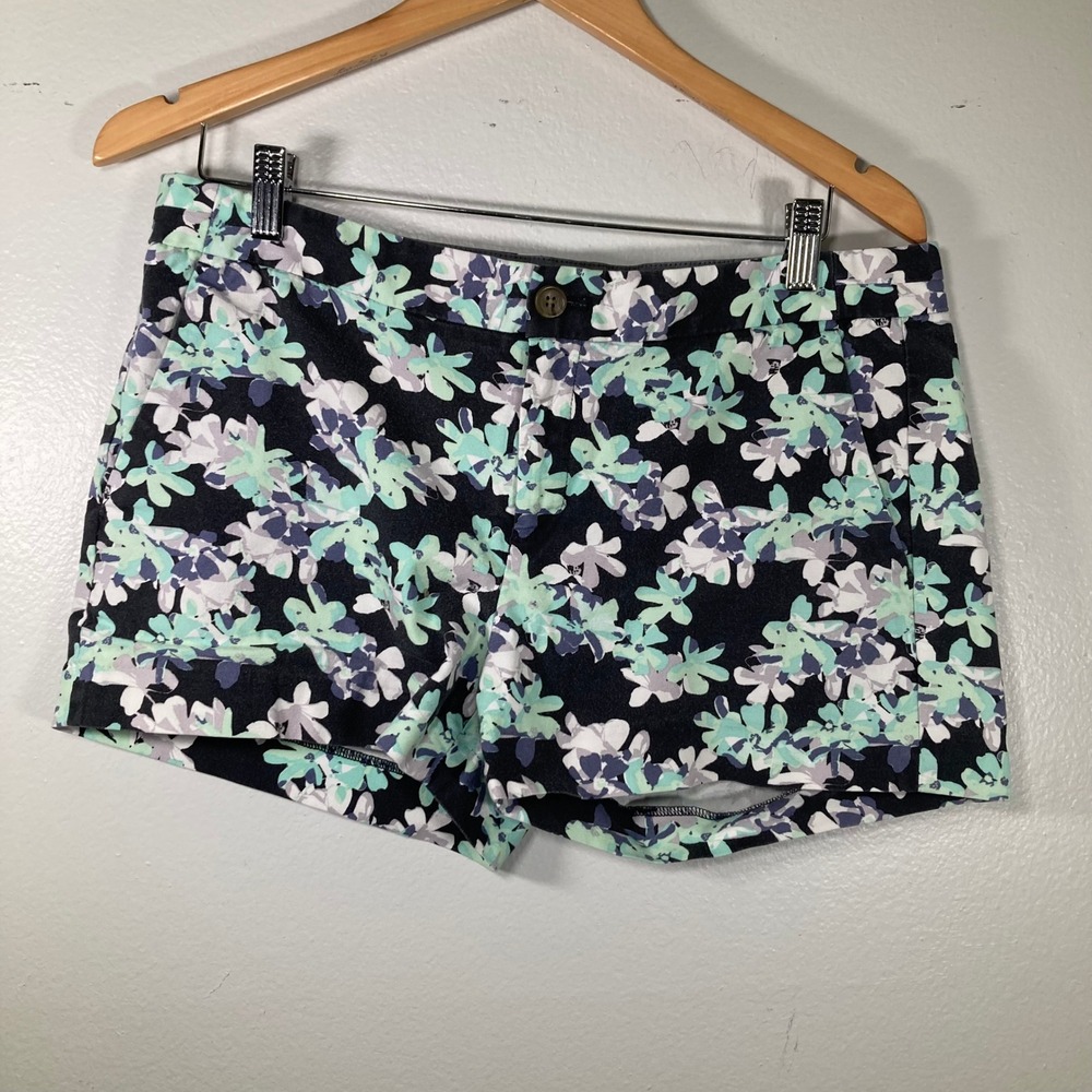 Banana Republic Hampton Fit Floral Shorts Navy Mint Lavender 12P Petite